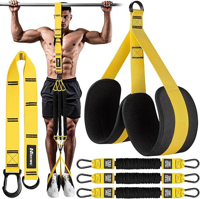 Pull Up Assistance Bands, Adjustable Heavy Duty Resistance Band for Pull Up, 3 Pull Up Bands, Comfortable Fabric Feet/Knee Rest, Assistance Bands for Pull-Up, Home Fitness, Body Stretching-GravixFit