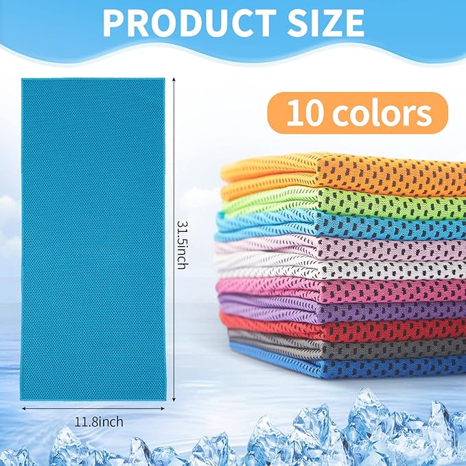 Honoson Cooling Towel Bulk - Neck & Face Cool Chilly Towels Microfiber Breathable Sport Sweat Rag for Gym, Yoga, Travel, Camping, Running, Outdoor-GravixFit
