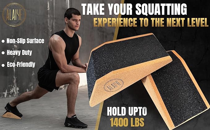 Squat Wedge Blocks - Pack of 2 Non-Slip Slant Board for Legs, Ankle, Calf Stretching - Squat Ramps for Lower Body Strength, Heel Elevation, Planks, Yoga with Bag & 30 Day Squat Challenge Chart-GravixFit