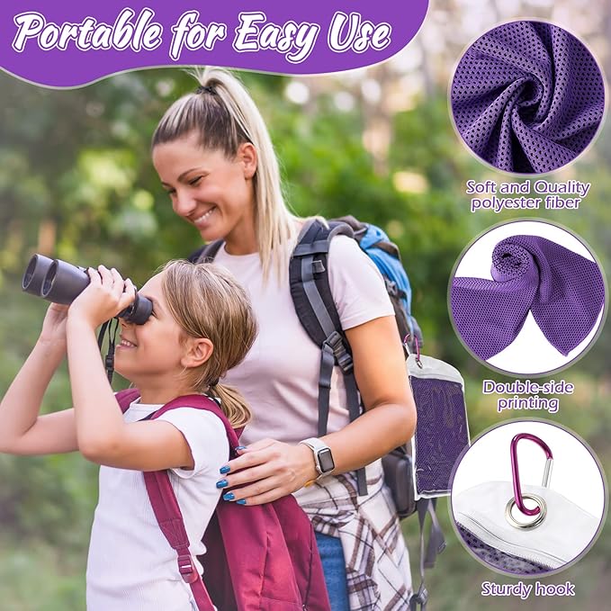 20 Pcs Cooling Towel 40" x 12" Ice Towel for Neck and Face Microfiber Chilly with Bag Breathable Yoga Gym Stay Cool Towels Sweat Rag for Workout Running Camping Pilates Beach Accessories (Purple)-GravixFit