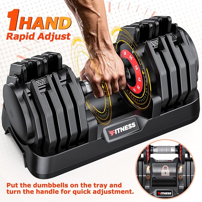 Adjustable Dumbbells Set of 2, 1 Hand Adjustable Weights Dumbbells Set, 5 in 1/10 in 1 Free Dumbbell with Anti-Slip Texture Handle, 25/55/80lb Pair Weight Set For Home Gym Suit both Men and Women-GravixFit