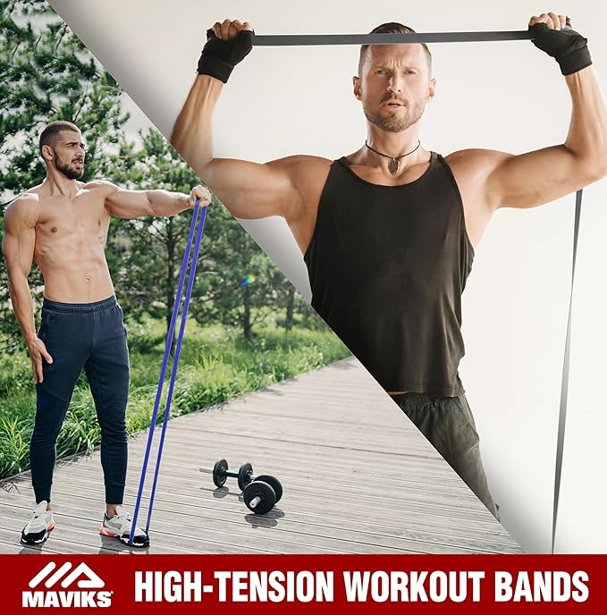 Exercise Resistance Bands for Working Out Set of 5 for Women and Men, Stretch Bands for Exercise, Physical Therapy, Arms Legs Workout, Stretching, Home Fitness-GravixFit