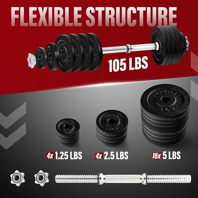 Yes4All Old School Adjustable Dumbbell Set with Weight Plates, Star Lock Collars/Connector, 40lbs to 200lbs Adjustable Weight Plates Set-GravixFit