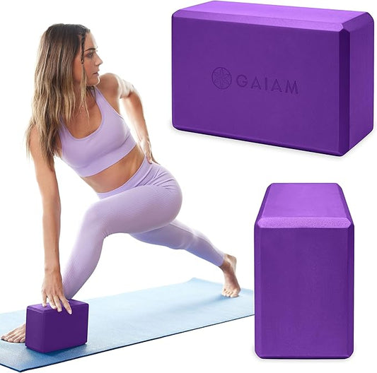 Gaiam Yoga Block - Supportive Latex-Free Eva Foam - Soft Non-Slip Surface with Beveled Edges for Yoga, Pilates, Meditation - Yoga Accessories for Stability, Balance, Deepen Stretches-GravixFit