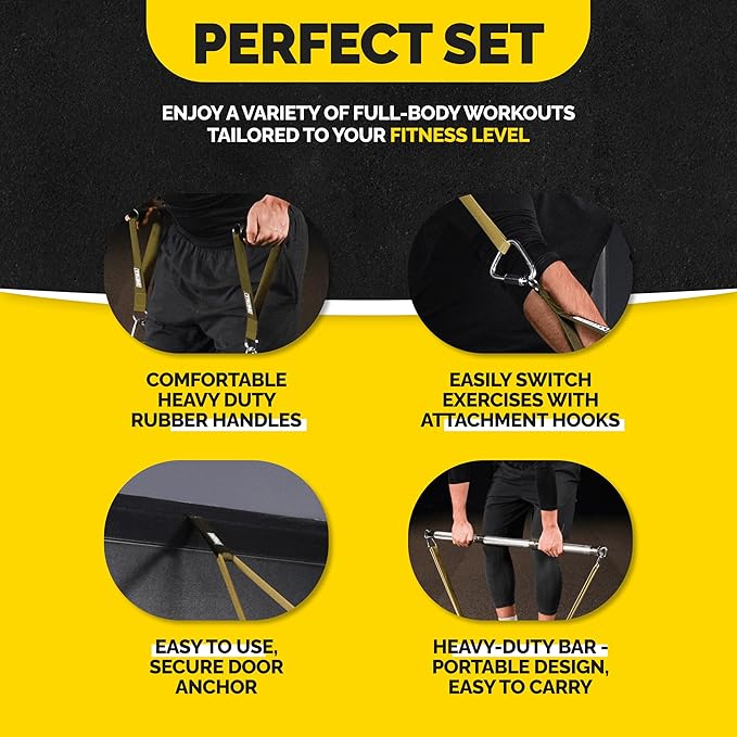 Long Resistance Bands for Working Out Men and Women - Set of 5 Pull-Up Bands, Rubber Handles and Door Anchor - Workout Bands Resistance for Men - Exercise Bands Resistance Bands Set-GravixFit