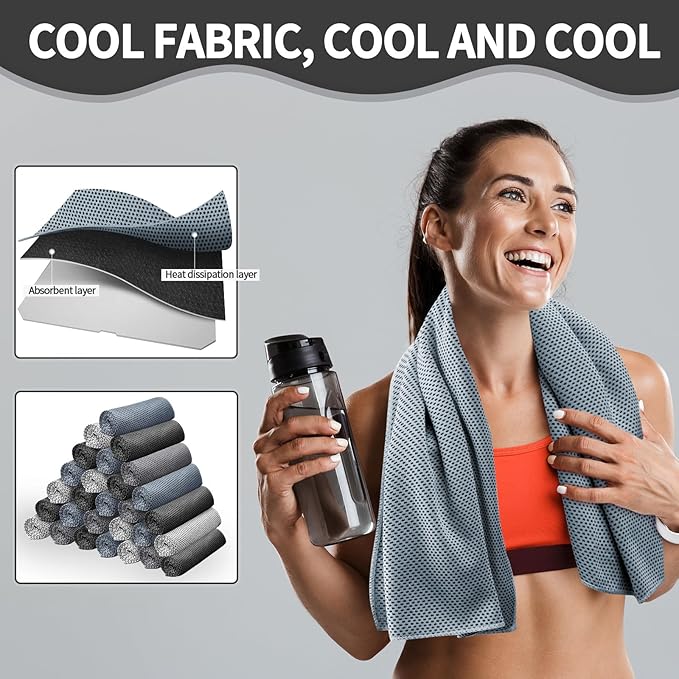 Honoson Cooling Towel Bulk - Neck & Face Cool Chilly Towels Microfiber Breathable Sport Sweat Rag for Gym, Yoga, Travel, Camping, Running, Outdoor-GravixFit