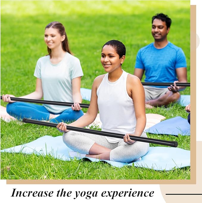 Hiboom 6 Pcs 5ft Yoga Stick Natural Bamboo Exercise Stick with Non-Slip Rubber Ends Stretching Tool Posture Corrector Stretch Tool for Flexibility, Workout, Balance Fitness-GravixFit