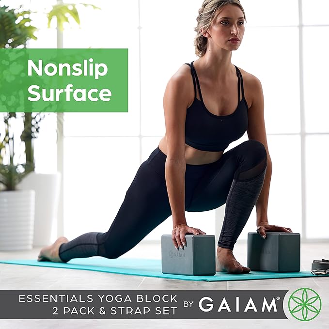 Gaiam Yoga Block - Supportive Latex-Free Eva Foam - Soft Non-Slip Surface with Beveled Edges for Yoga, Pilates, Meditation - Yoga Accessories for Stability, Balance, Deepen Stretches-GravixFit