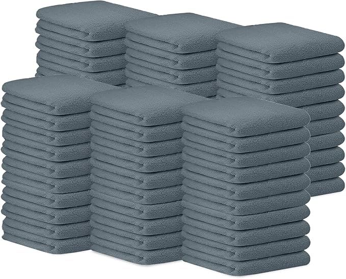 Avalon Towels Terry Bar Mop Towels (Value Pack of 60) Size 14"x17" – Absorbent and Durable, Multipurpose Cleaning Rags, Cotton Cleaning Cloths, Terry Cloth Rags, Reusable Shop Rag (Grey)-GravixFit