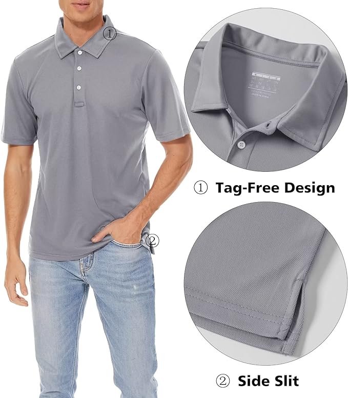 MAGCOMSEN Men's Polo Shirts 3 Buttons Casual Work T Shirts Quick Dry Short Sleeve Golf Shirt Pique Jersey Outdoor Performance-GravixFit