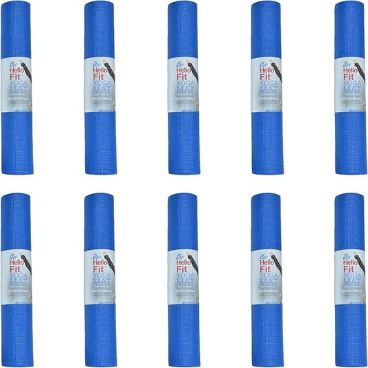 Hello Fit 10-Pack Yoga Mat, 68" x 24" Non Slip Exercise Mat, 4mm Thick Gym Mat for Fitness and Stretching, Bulk Non Toxic Yoga Mats for Schools and Studios-GravixFit