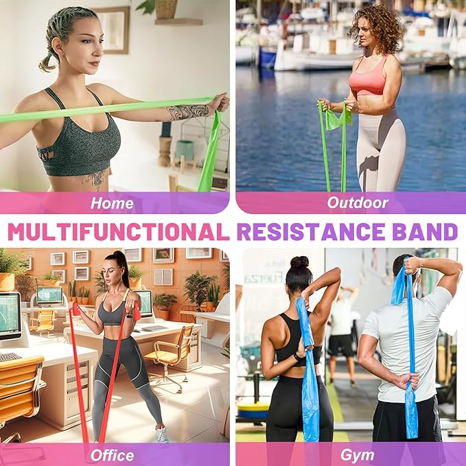 5 Pcs Resistance Bands, Professional Exercise Bands Elastic Stretch Bands for Fitness Yoga Pilates Stretching Strength Training, Workout Bands for Women and Men Home Gym-GravixFit