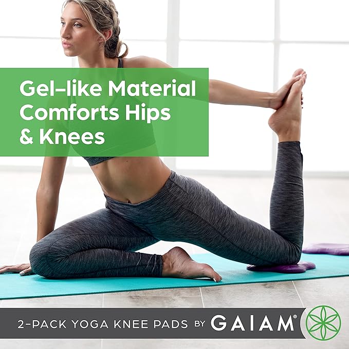 Gaiam Yoga Knee Pads (Set of 2) - Yoga Props and Accessories for Women/Men Cushions Knees and Elbows for Fitness, Travel, Meditation, Kneeling, Balance, Floor, Pilates-GravixFit