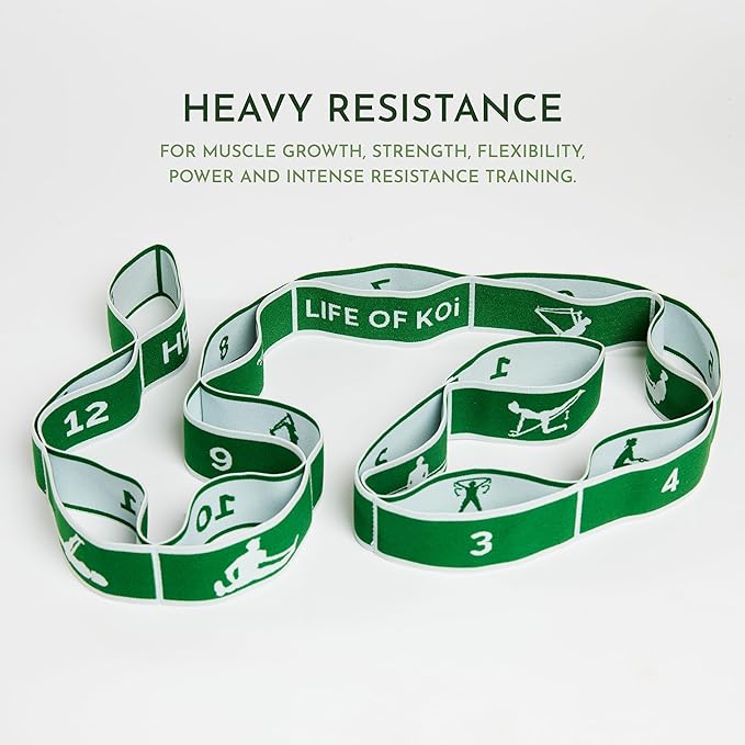 Stretching Strap: HEAVY Resistance Band, Stretch Strap with Loops for Yoga, Pilates, Dance, Physical Therapy, Gymnastics, Yoga Strap for Stretching, Workout, Flexibility-GravixFit