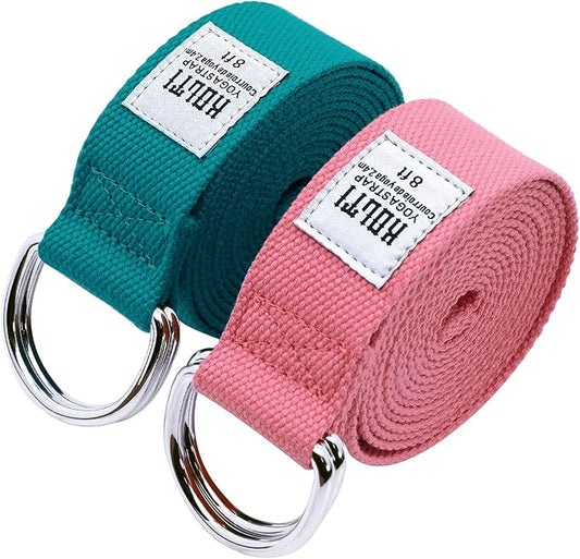 Yoga Exercise Adjustable Straps 8FT with Durable D-Ring for Pilates & Gym Workouts | Hold Poses, Stretch, Improve Flexibility & Maintain Balance-GravixFit