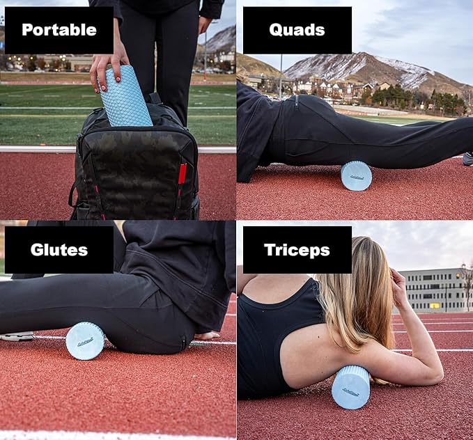 11.8 Inch Medium Density Foam Massage Roller - Light Blue Trigger Point Massage Roller for Deep Tissue Excercise, Massage and Recovery by GolgiStim-GravixFit