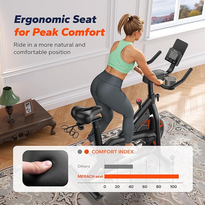MERACH Indoor Cycling Bike, Exercise Bike for Home with Magnetic, Bluetooth Stationary Bike with APP Data Tracking, and Tablet Holder-GravixFit