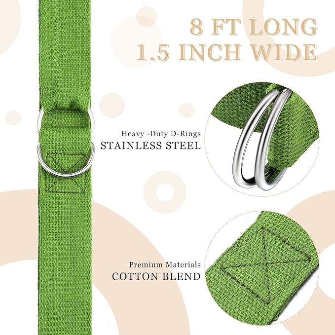 6 Pcs Yoga Strap for Stretching 8 Ft Yoga Exercise Adjustable Straps Bands with Safe Adjustable D Ring Buckle for Pilates Gym Workouts Fitness Improves Sitting Posture-GravixFit