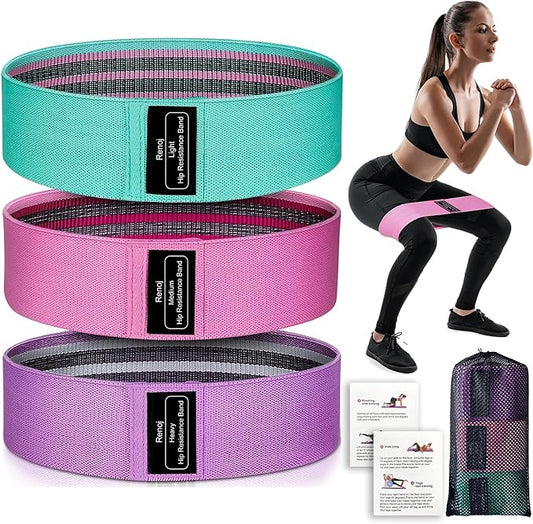 Renoj Resistance Bands, Yoga Starter Sets for Women and Men, 3 Set of Stretch Exercise Workout Bands for Booty Legs, Elastic Pilates Flexbands-GravixFit