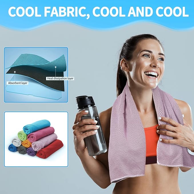 Honoson Cooling Towel Bulk - Neck & Face Cool Chilly Towels Microfiber Breathable Sport Sweat Rag for Gym, Yoga, Travel, Camping, Running, Outdoor-GravixFit