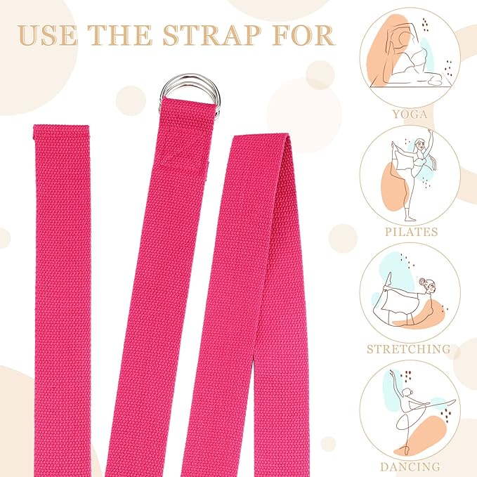 6 Pcs Yoga Strap for Stretching 8 Ft Yoga Exercise Adjustable Straps Bands with Safe Adjustable D Ring Buckle for Pilates Gym Workouts Fitness Improves Sitting Posture-GravixFit