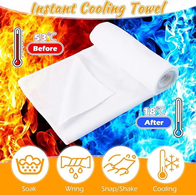 20 Pcs Cooling Towel 40" x 12" Ice Towel for Neck and Face Microfiber Chilly with Bag Breathable Yoga Gym Stay Cool Towels Sweat Rag for Workout Running Camping Pilates Beach Accessories (White)-GravixFit