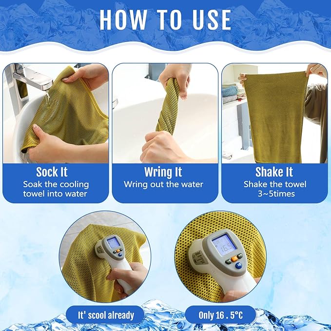 Hosuly 30 Pack Cooling Towels, 40"x12" Ice Breathable Soft Chilly Sweat Rag Microfiber Workout Rags for Gym Cooling Towels for Neck and Face for Yoga Golf Sport Running-GravixFit