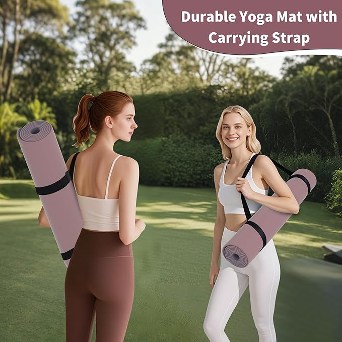 HAHE Non Slip Yoga Mat Wide, (72"L X 32"W, 0.24" Thick) Large Fitness Exercise Mat with Carrying Strap, Eco-Friendly POE Yoga Mats for Home, Gym, Pilates, Stretching-GravixFit