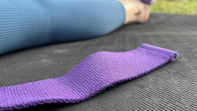 Adaptive Yoga Strap, Stretching Strap, 2 Inches Wide, 100% Naturally Soft Cotton, Steel D-Rings, Includes Natural Cotton Drawstring Storage Pouch and Instructional E-Book-GravixFit