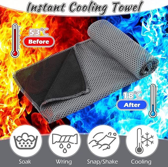 20 Pcs Cooling Towel 40" x 12" Ice Towel for Neck and Face Microfiber Chilly with Bag Breathable Yoga Gym Stay Cool Towels Sweat Rag for Workout Running Camping Pilates Beach Accessories (Dark Gray)-GravixFit