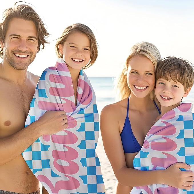 JML Personalized Beach Towel with Name, Custom Flower Beach Towel, Customized Microfiber Pool Towel, Quick Dry & Absorbent Swim Towel for Adult,Mother's Day, Birthday, Summer Holiday,Vacation-GravixFit