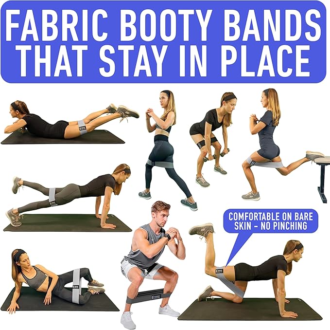 Resistance Bands for Working Out with Workout Bands Guide. 4 Booty Bands for Women Men Fabric Elastic Bands for Exercise Bands Resistance Bands for Legs Bands for Working Out Hip Thigh Glute Bands Set-GravixFit