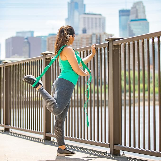 OPTP The Original Stretch Out Strap with Exercise Book, for Flexibility and Mobility Exercises. Stretch Out Straps for Physical Therapy, Yoga Stretching Strap and Knee Therapy Strap. Made in the USA-GravixFit