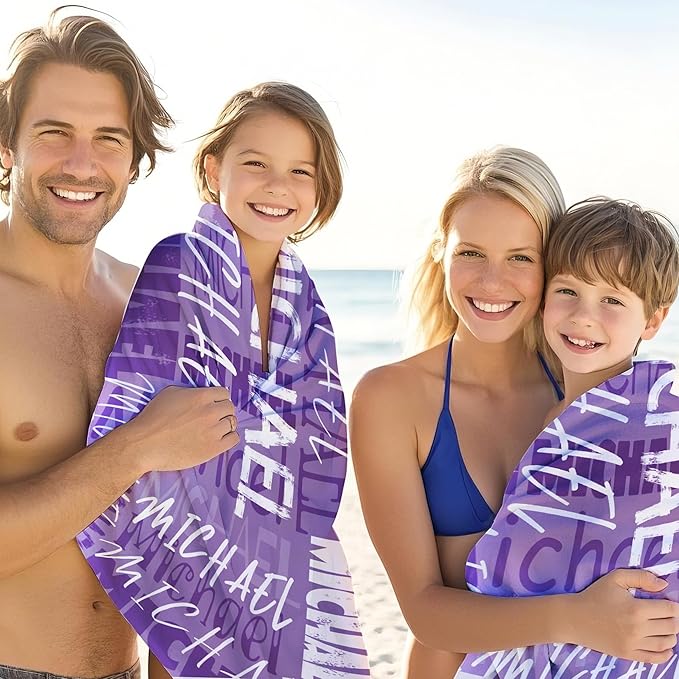 JML Personalized Beach Towel with Name, Custom Beach Towel with Name, Customized Microfiber Pool Towel, Quick Dry & Absorbent Swim Towel for Adult,Anniversary, Birthday, Summer Holiday,Vacation-GravixFit