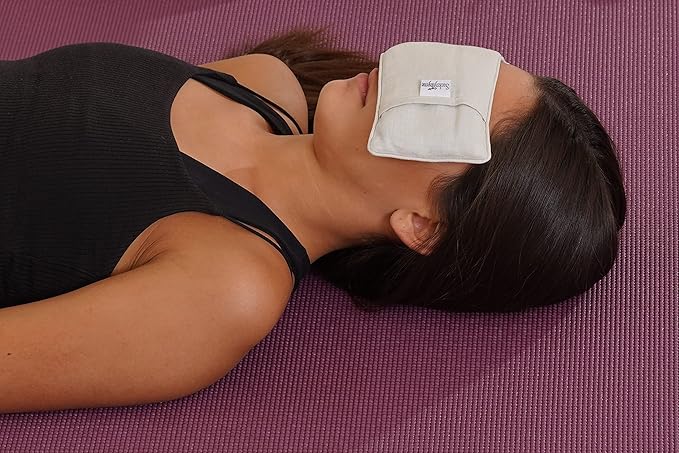 Organic Linen Eye Pillow - Lavender & Flaxseed for Relaxation, Yoga, Stress Relief - Microwavable Heating Pad & Cool Compress - Made in USA - Gifts for Meditation-GravixFit