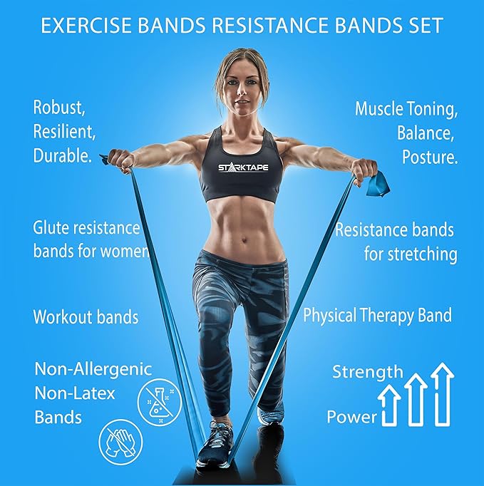 Resistance Bands Set. 3 or 5 Pack Non-Latex Physical Therapy, Professional Elastic Band. Perfect for Home Exercise, Workout, Strength Training, Yoga, Pilates, Rehab, Gym-GravixFit