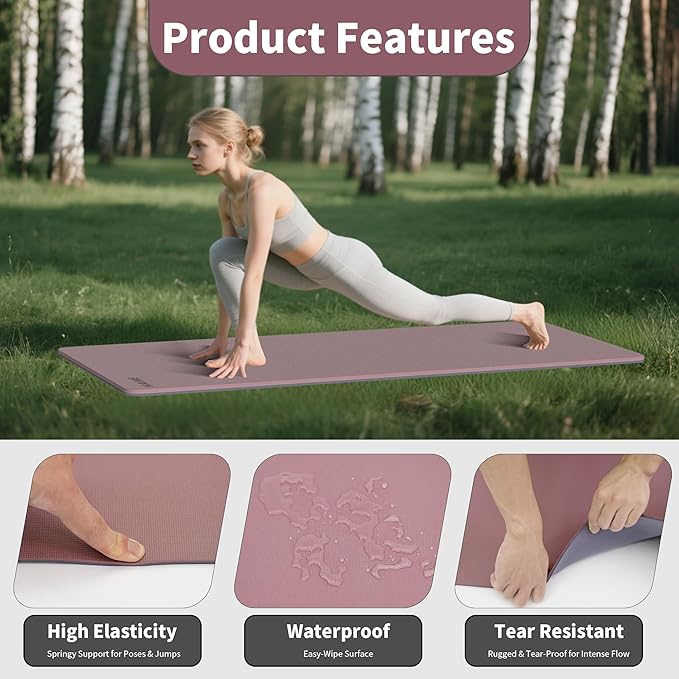 HAHE Non Slip Yoga Mat Wide, (72"L X 32"W, 0.24" Thick) Large Fitness Exercise Mat with Carrying Strap, Eco-Friendly POE Yoga Mats for Home, Gym, Pilates, Stretching-GravixFit