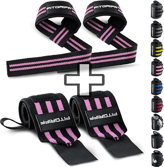 Fitgriff® Lifting Straps & Wrist Wraps (Bundle) Superior Support for Weightlifting & Gym Workouts - for Men and Women-GravixFit