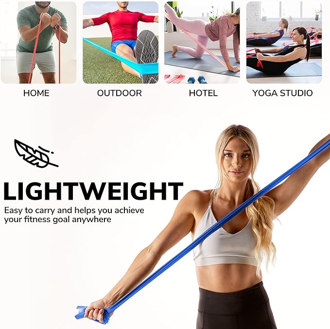 7Ft Long Resistance Bands for Stretching - Resistance Bands Set with Door Anchor - Exercise Bands Including Carry Pouch, E-Book & App - Latex-Free Workout Bands-GravixFit