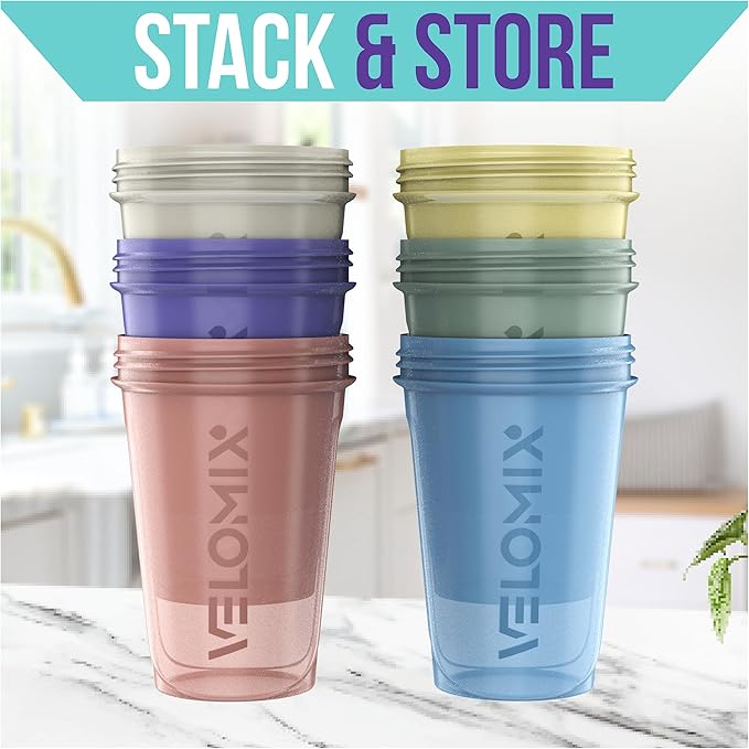 '-6 PACK- 20 OZ Protein Shaker Bottles for Protein Mixes, Shaker Cups for Protein Shakes, Small Shaker Bottle Pack, Shaker Cup, Shakers for protein Shakes (Pastel Shades - 6 Pack)-GravixFit