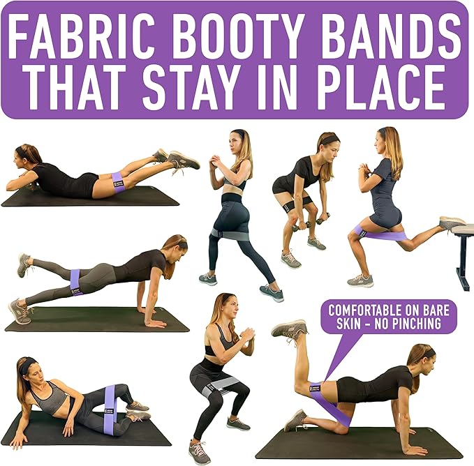 Resistance Bands for Working Out with Workout Bands Guide. 4 Booty Bands for Women Men Fabric Elastic Bands for Exercise Bands Resistance Bands for Legs Bands for Working Out Hip Thigh Glute Bands Set-GravixFit