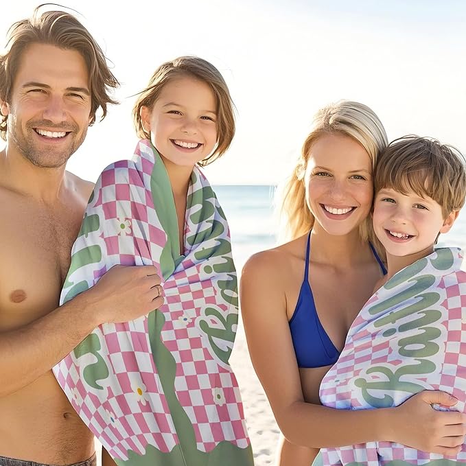 JML Personalized Beach Towel with Name, Custom Flower Beach Towel, Customized Microfiber Pool Towel, Quick Dry & Absorbent Swim Towel for Adult,Anniversary, Birthday, Summer Holiday,Vacation-GravixFit