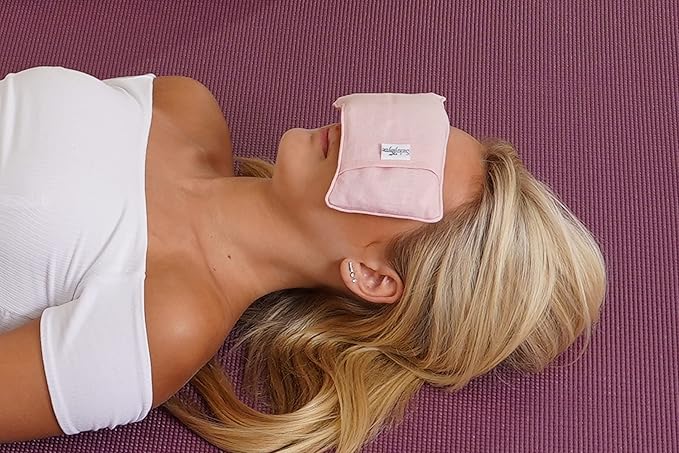 Organic Linen Eye Pillow - Lavender & Flaxseed for Relaxation, Yoga, Stress Relief - Microwavable Heating Pad & Cool Compress - Made in USA - Gifts for Meditation-GravixFit