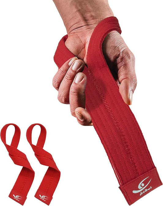 HiRui Cotton Lifting Wrist Straps (Pair) for Weightlifting Powerlifting Bodybuilding Strength Training | Wrist Support Wraps for Enhanced Grip & Stability - Soft & Durable, 13 inch Fits All-GravixFit