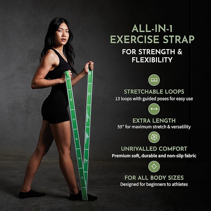 Stretching Strap Set of 3, Stretch Straps with Loops for Yoga, Pilates, Dance, Physical Therapy, 3 Resistance Bands, Stretch Bands for Exercise, Flexibility, Yoga Straps for Stretching-GravixFit