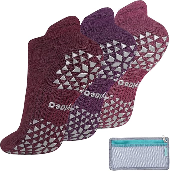 Hylaea Unisex Non Slip Socks with Grip for Yoga, Hospital, Pilates, Barre | Ankle, Cushioned-GravixFit