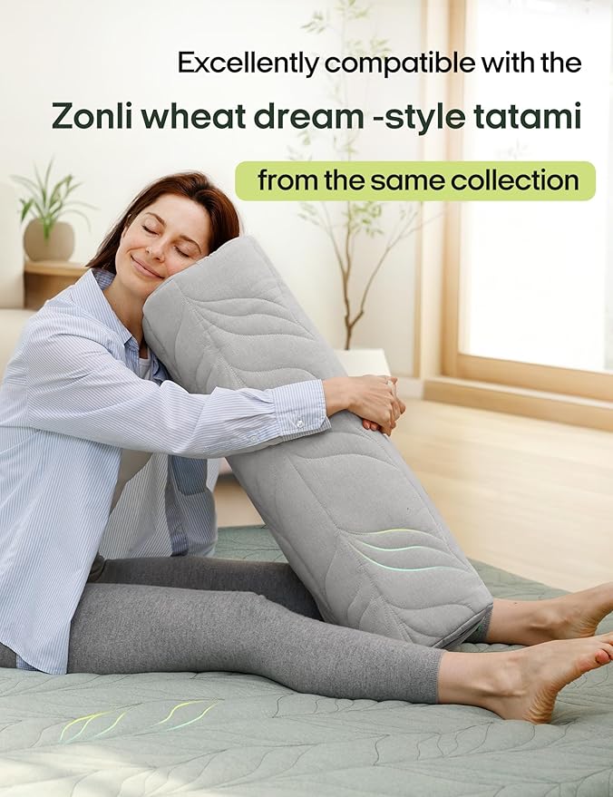 Zonli Yoga Bolster Pillow for Meditation & Restorative Yoga - Rectangular Support Cushion with Removable Cotton Cover & Carry Handle, 26"x11"x7"-GravixFit