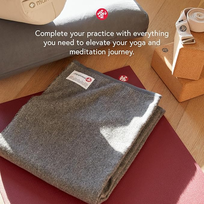 Manduka Yogitoes Yoga Towel – Rubber Grip Dots Non-Slip Bottom, Quick Dry Fitness Towel for Hot Yoga, Pilates, Exercise-GravixFit