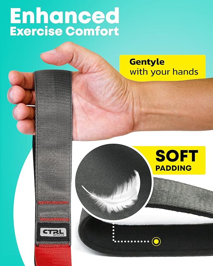 Stretching Strap with Loops - Non Elastic Stretch Band for Physical Therapy, Yoga Strap for Stretching Equipment, Stretch Bands for Exercise and Flexibility - Fascia, Hamstring & Leg Stretcher Belt-GravixFit