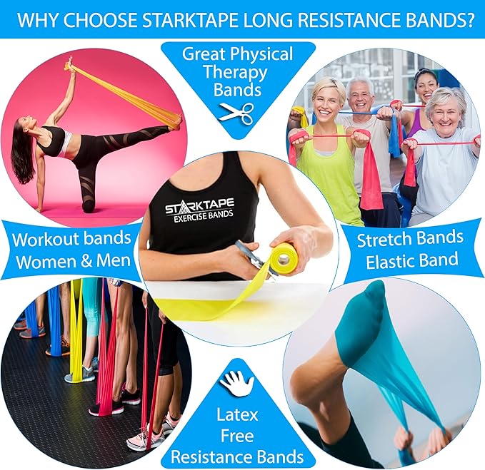 Resistance Bands Professional 8,16, 25, 50 Yards Bulk Rolls. Latex-Free Elastic Physical Therapy Band. No Scent, No Powder - Perfect for Home Exercise, Yoga, Pilates, Gym, Rehab, Workout-GravixFit